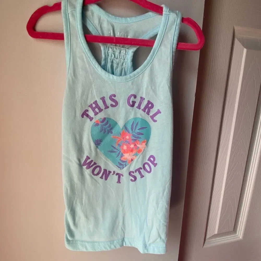🍭6/$30 Children’s Place Sparkle Heart Graphic Inspirational Tank - S 5/6